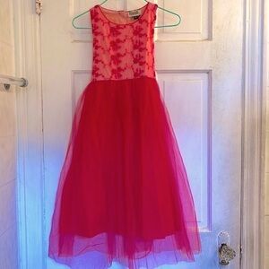 NWT Sophie Catalou girls red lace and tulle formal dress in size 12